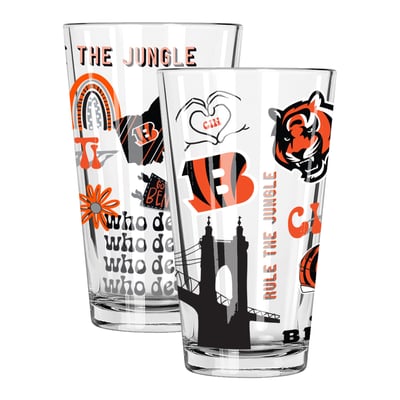 Cincinnati Bengals The Memory Company 2-Pack 16oz. Pint Glass Loco Design Set