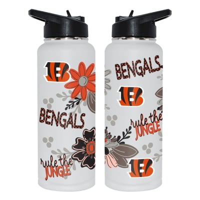Cincinnati Bengals The Memory Company 34oz. Flowers Stainless Steel Quencher Bottle