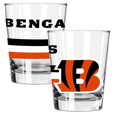 Cincinnati Bengals The Memory Company Two-Piece 15oz. Big Stripes Double Old Fashioned Glass Set