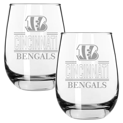 Cincinnati Bengals The Memory Company Two-Piece 15oz. Classic Crew Stemless Wine Glass Set