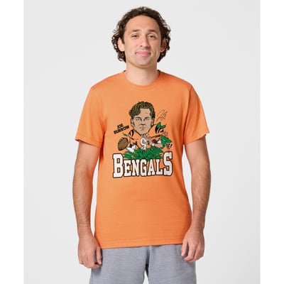 Joe Burrow Cincinnati Bengals Homage Unisex Caricature Player Graphic Tri-Blend T-Shirt - Orange