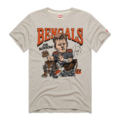 Joe Burrow Cincinnati Bengals Homage Unisex Caricature Player Graphic Tri-Blend T-Shirt - Stone