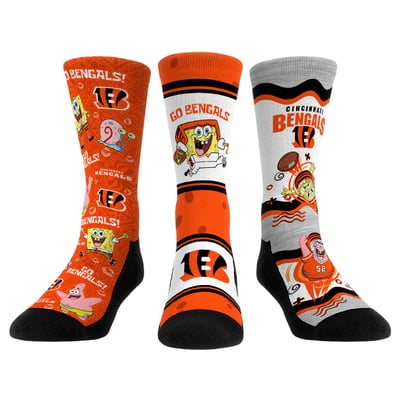  Cincinnati Bengals Rock Em Unisex x Nickelodeon Spongebob Squarepants 3-Pack Crew Socks Set - 