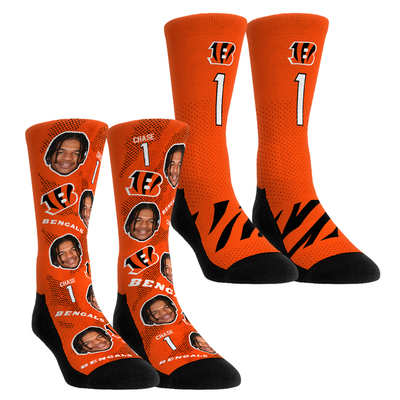 Ja'Marr Chase Cincinnati Bengals Rock Em Unisex Player Football Guy Two-Pack Crew Sock Set