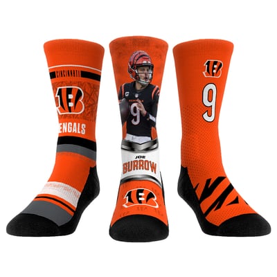 Joe Burrow Cincinnati Bengals Rock Em Unisex 3-Pack Crew Socks Set - 