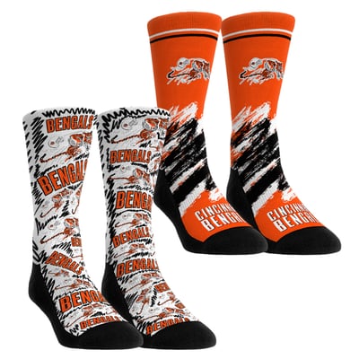  Cincinnati Bengals Rock Em Unisex Throwback Two-Pack Crew Socks Set - Orange