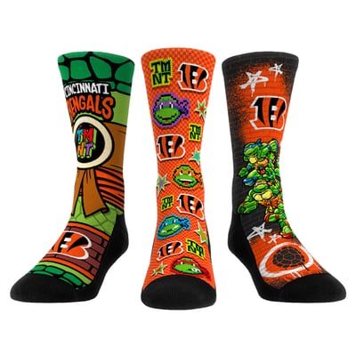  Cincinnati Bengals Rock Em Unisex TMNT Three-Pack Crew Sock Set - Orange
