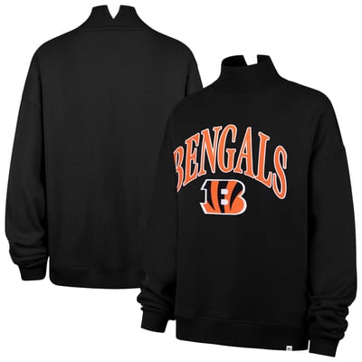Cincinnati Bengals '47 Women's Oversized Vantage Mock Neck Sweatshirt - Black