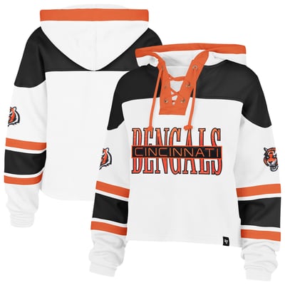 Cincinnati Bengals '47 Women's Cut Thru Superior Lacer Hoodie - White