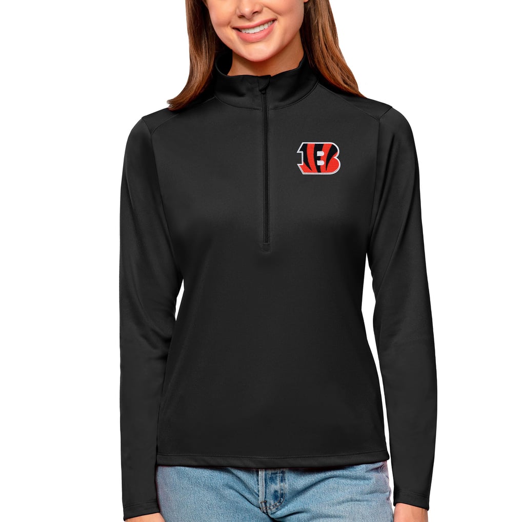 Cincinnati Bengals Antigua Women's Tribute Half-Zip Top - Black
