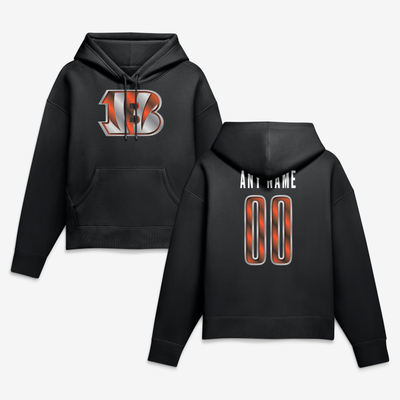 Cincinnati Bengals Women's Forged Mascot Personalized Name & Number Hoodie - Black