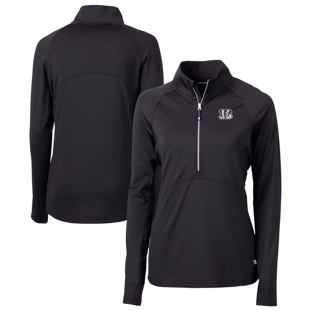  Cincinnati Bengals Cutter & Buck Women's Adapt Eco Knit Stretch Recycled Half-Zip Pullover Top - Black