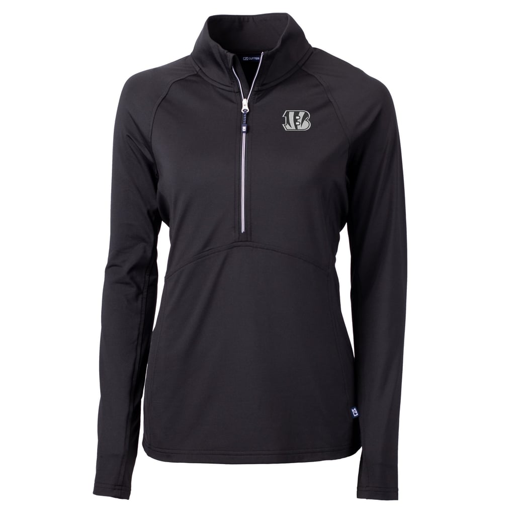  Cincinnati Bengals Cutter & Buck Women's Adapt Eco Knit Stretch Recycled Half-Zip Pullover Top - Black