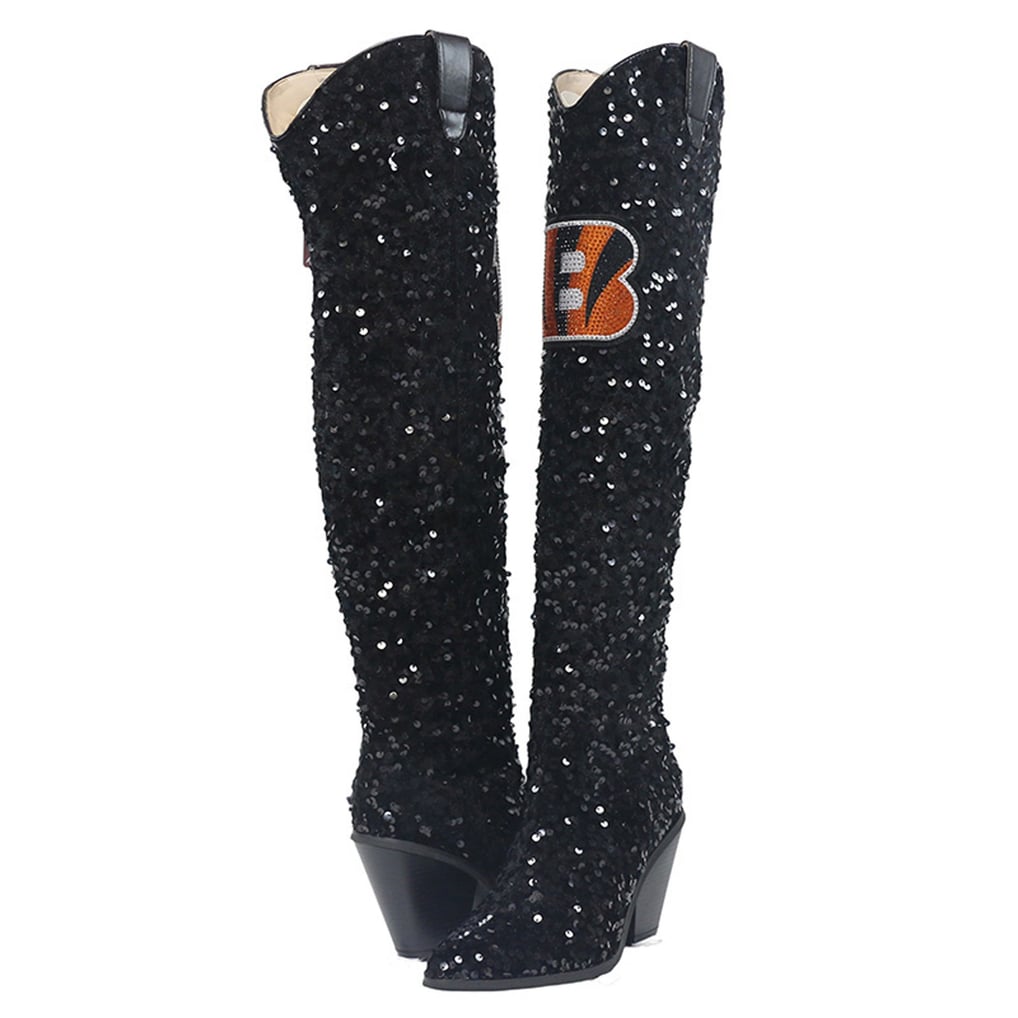  Cincinnati Bengals FABGATING by Cuce Women's Over-the-Knee Sequin Boots - Black
