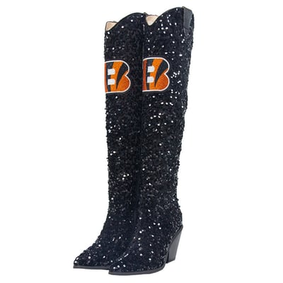  Cincinnati Bengals FABGATING by Cuce Women's Over-the-Knee Sequin Boots - Black