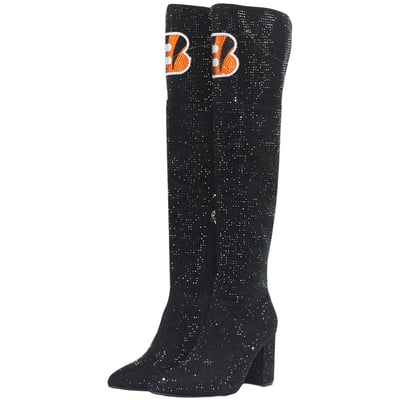  Cincinnati Bengals FABGATING by Cuce Women's Team Color Crystal Over-The-Knee Boots - Black