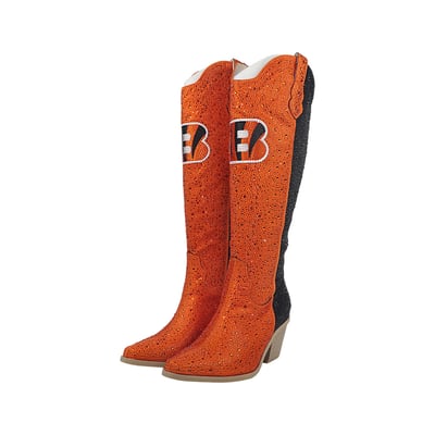  Cincinnati Bengals FABGATING by Cuce Women's Two-Tone Crystal Cowboy Boot - Orange