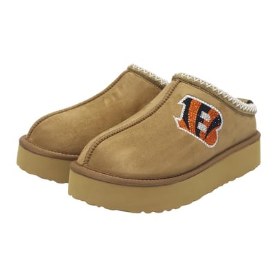  Cincinnati Bengals FABGATING by Cuce Women's Chestnut Slip On Boots with Crystal Logo - Tan