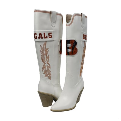  Cincinnati Bengals FABGATING by Cuce Women's Knee High Cowboy Boots - White