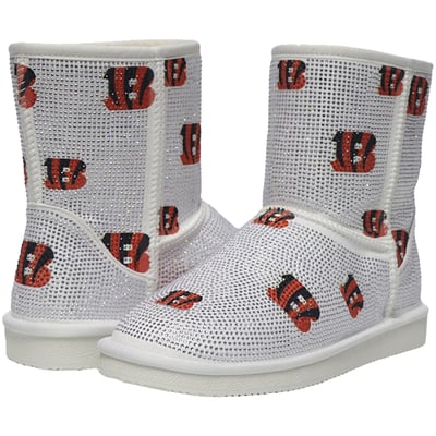  Cincinnati Bengals FABGATING by Cuce Women's Logo Pull on Ankle Boots - White