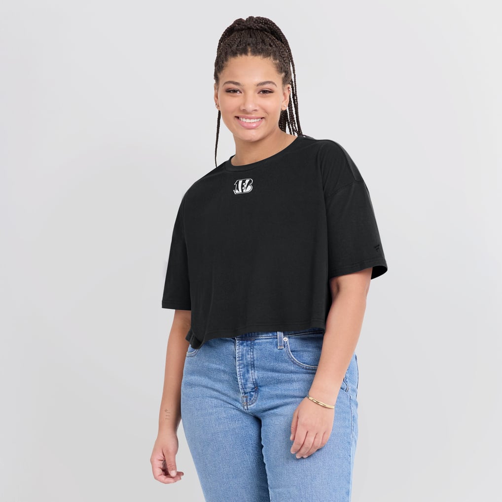 Cincinnati Bengals Fanatics Women's Elements Super Soft Boxy Cropped T-Shirt - Black