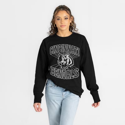 Cincinnati Bengals Gameday Couture Women's Spotlight Oversized Long Sleeve T-Shirt - Black