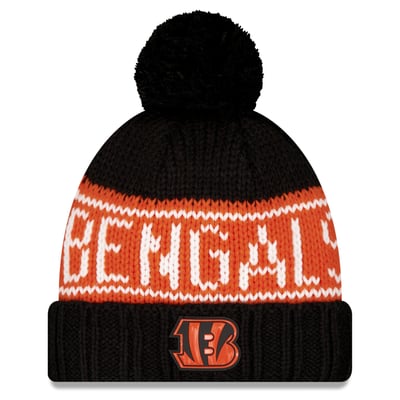 Cincinnati Bengals New Era Women's 2026 Sideline Cold Weather  Cuffed Knit Hat with Pom - Black