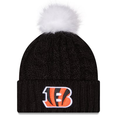 Cincinnati Bengals New Era Women's Single Knit Hat with Pom - Black