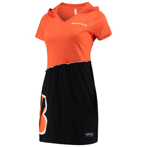 orange and black jersey dress Women's Refried Apparel Orange/Black Cincinnati Bengals Sustainable Hooded Mini Stackersbox