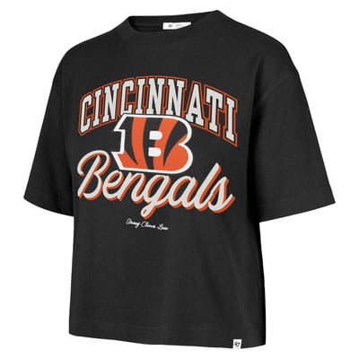 Cincinnati Bengals Stoney Clover Lane x '47 Women's Script City Boxy Cropped T-Shirt - Black