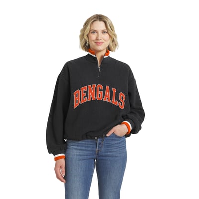  Cincinnati Bengals WEAR by Erin Andrews Women's Polar Fleece Half-Zip Pullover - Black