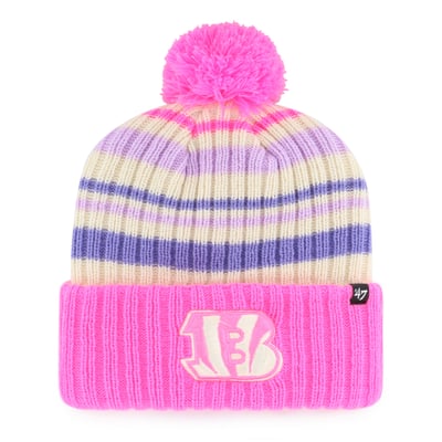  Cincinnati Bengals '47 Youth Snow Fort Cuffed Knit Hat with Pom - Pink