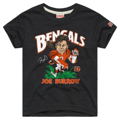 Joe Burrow Cincinnati Bengals Homage Youth Caricature T-Shirt - Charcoal
