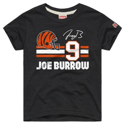 Joe Burrow Cincinnati Bengals Homage Youth Remix Signature Tri-Blend T-Shirt - Charcoal