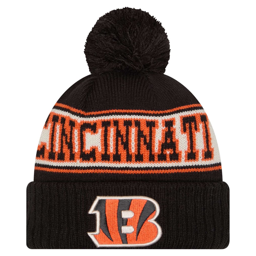 Throwback New Era NFL Cincinnati Bengals Beanie Cuff B Knit Beanie Hat With Pom Throwback New Era NFL Cincinnati Bengals On-Field Knit  main image 3