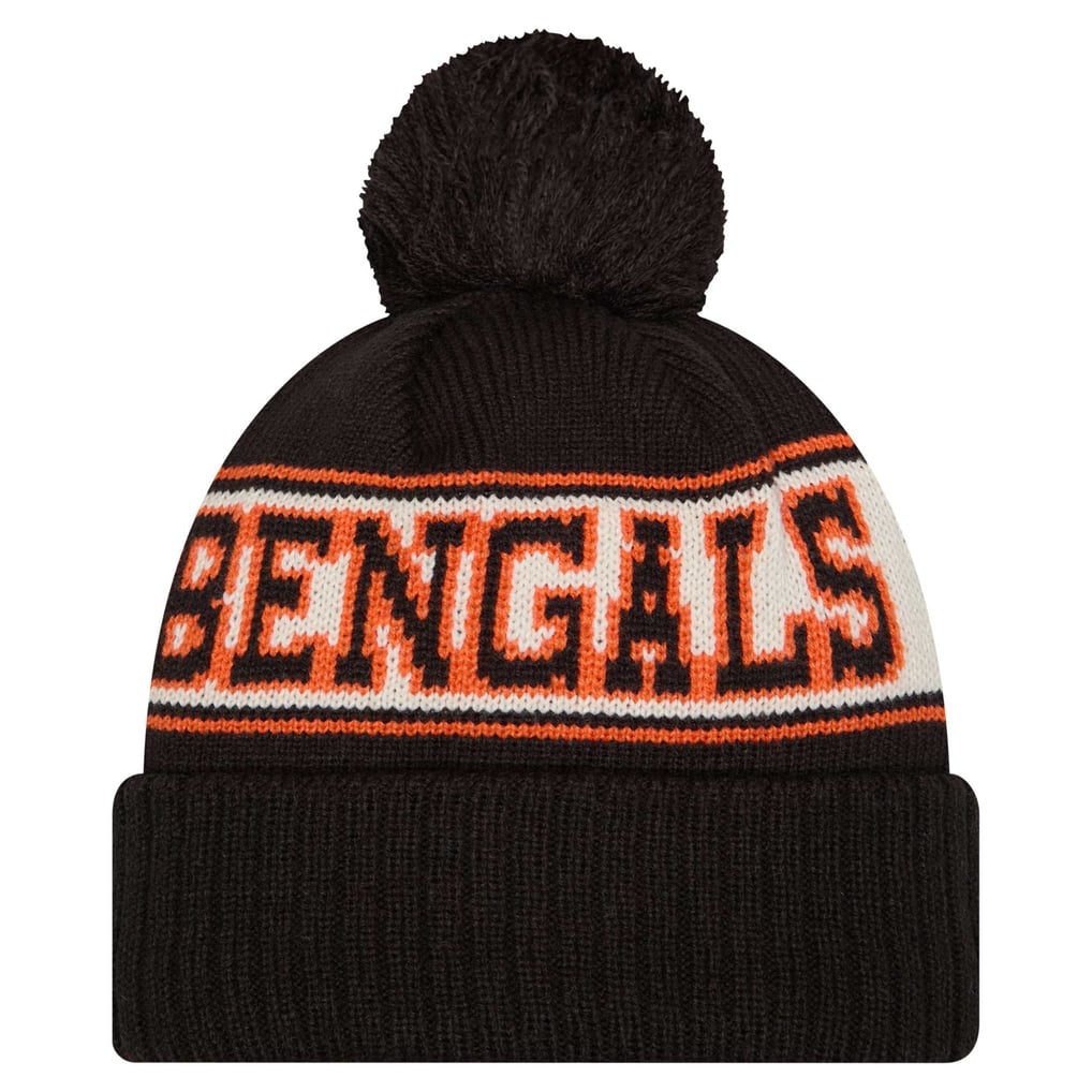 Throwback New Era NFL Cincinnati Bengals Beanie Cuff B Knit Beanie Hat With Pom Throwback New Era NFL Cincinnati Bengals On-Field Knit  main image 4