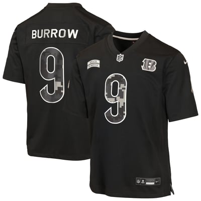 Joe Burrow Cincinnati Bengals Nike Youth 2026 Salute to Service Game Jersey  - Black