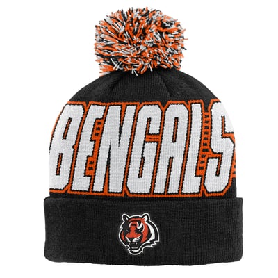 Cincinnati Bengals Outerstuff Youth Cuffed Knit Hat with Pom - Black