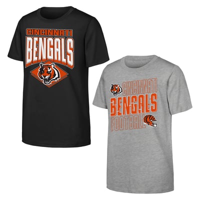 Cincinnati Bengals Outerstuff Youth Trench Kings 2-Pack T-Shirt Set - Black/Gray