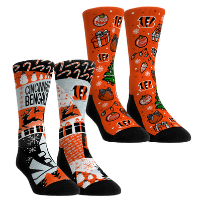 Cincinnati Bengals Rock Em Socks Youth Holiday Remix Crew Socks Two-Pack
