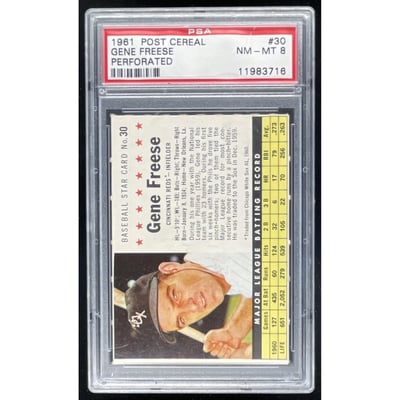 1961 Post Cereal Perforated #30 Gene Freese PSA 8