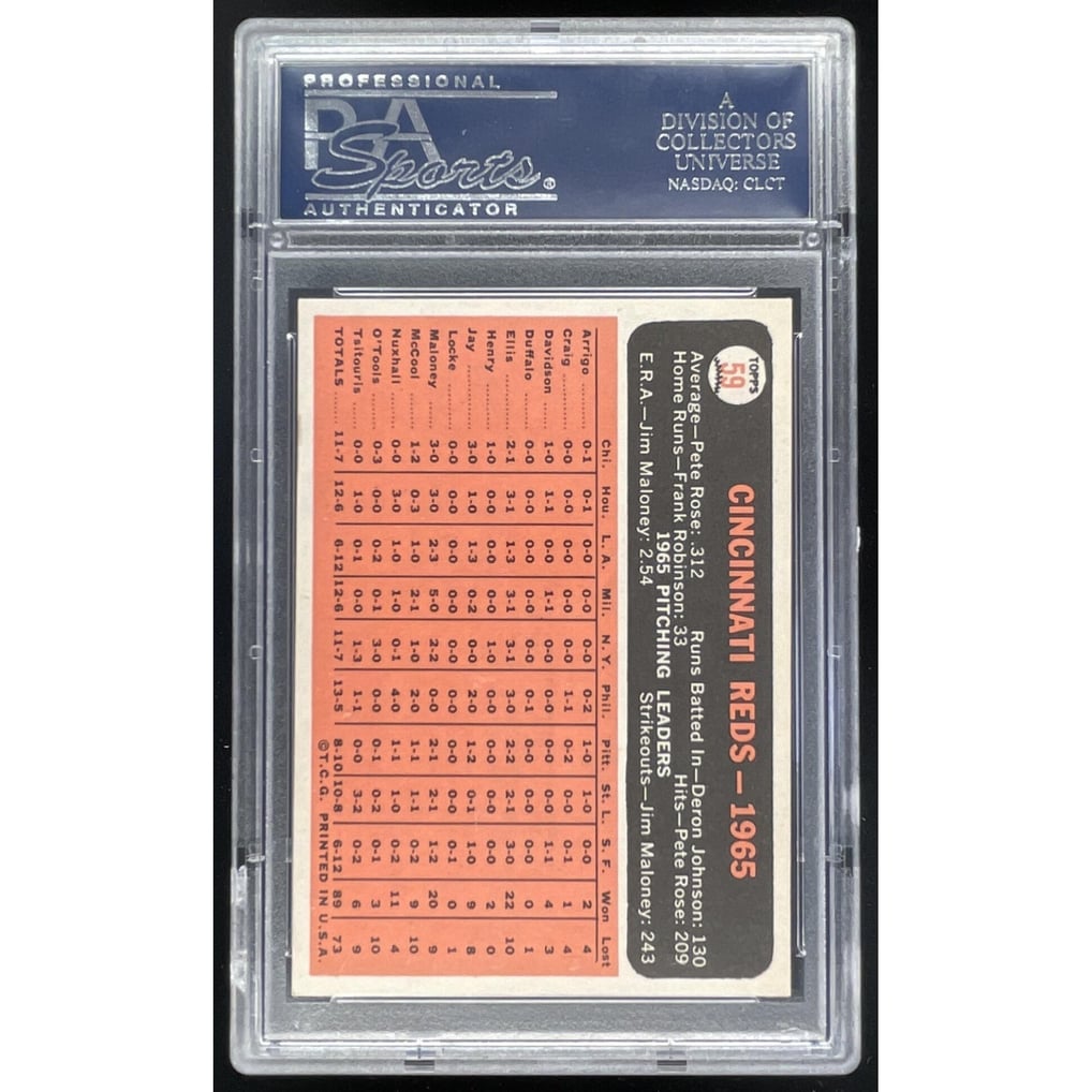 1966 Topps #59 Cincinnati Reds PSA 8