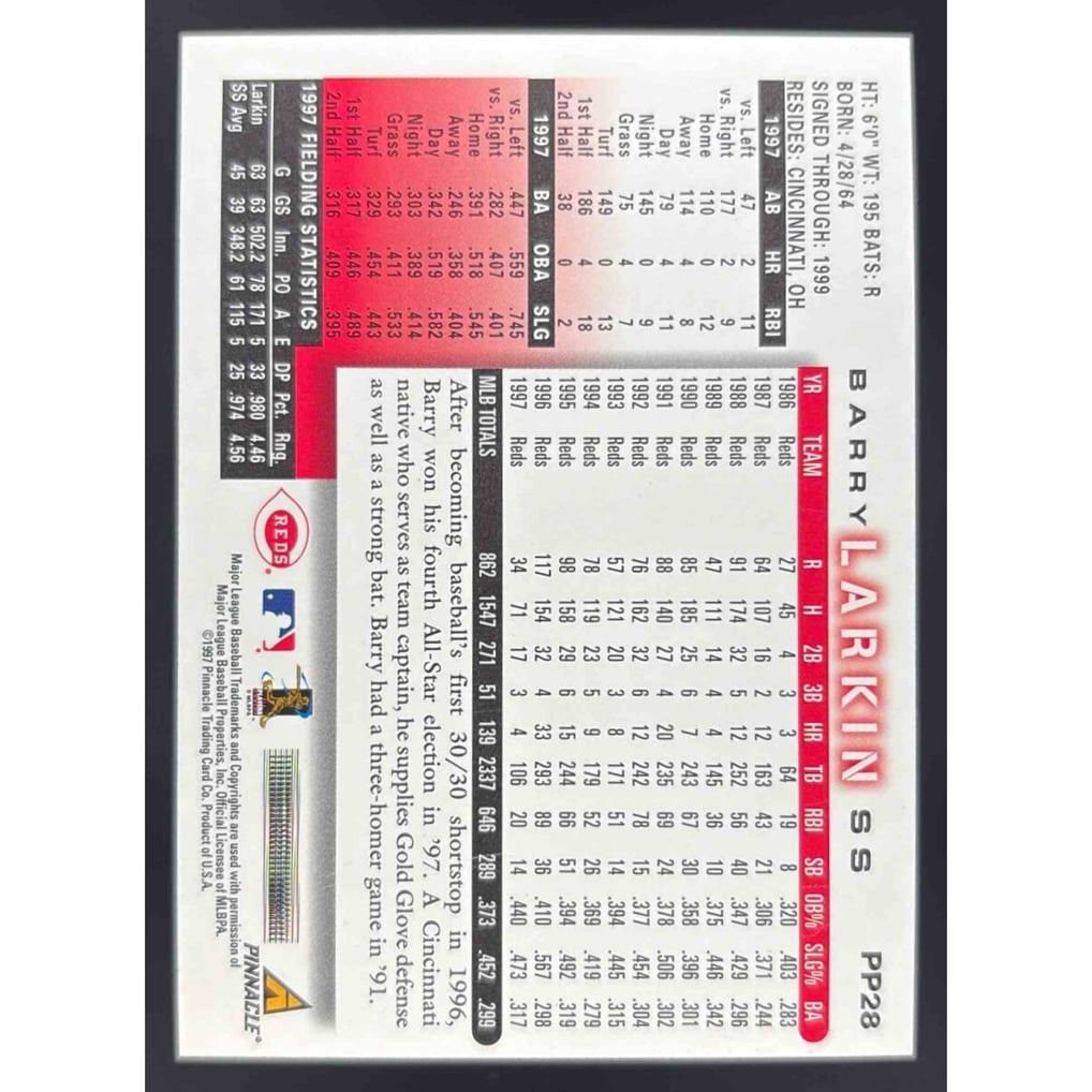 1998 Score Showcase Series Artist's Proofs #PP28 Barry Larkin