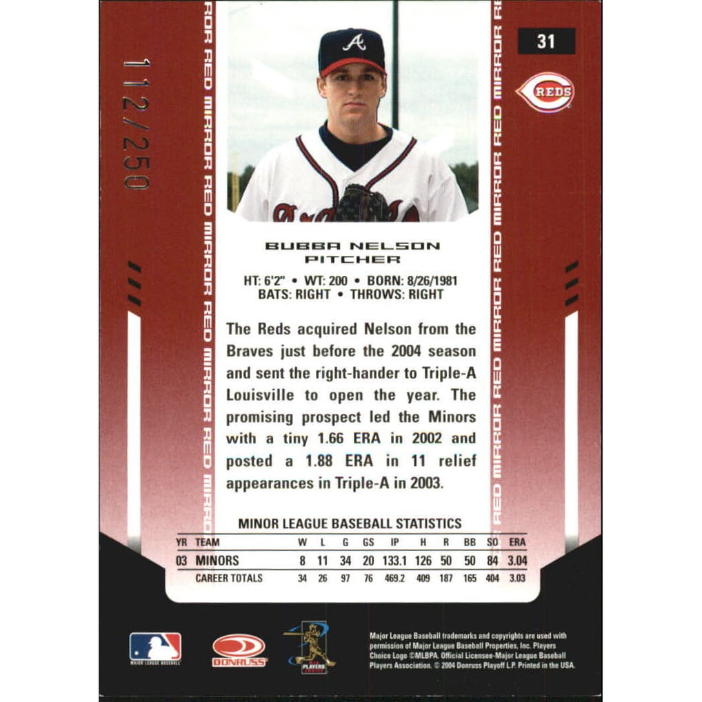 2004 Leaf Certified Materials Mirror Autograph Red #31 Bubba Nelson/250