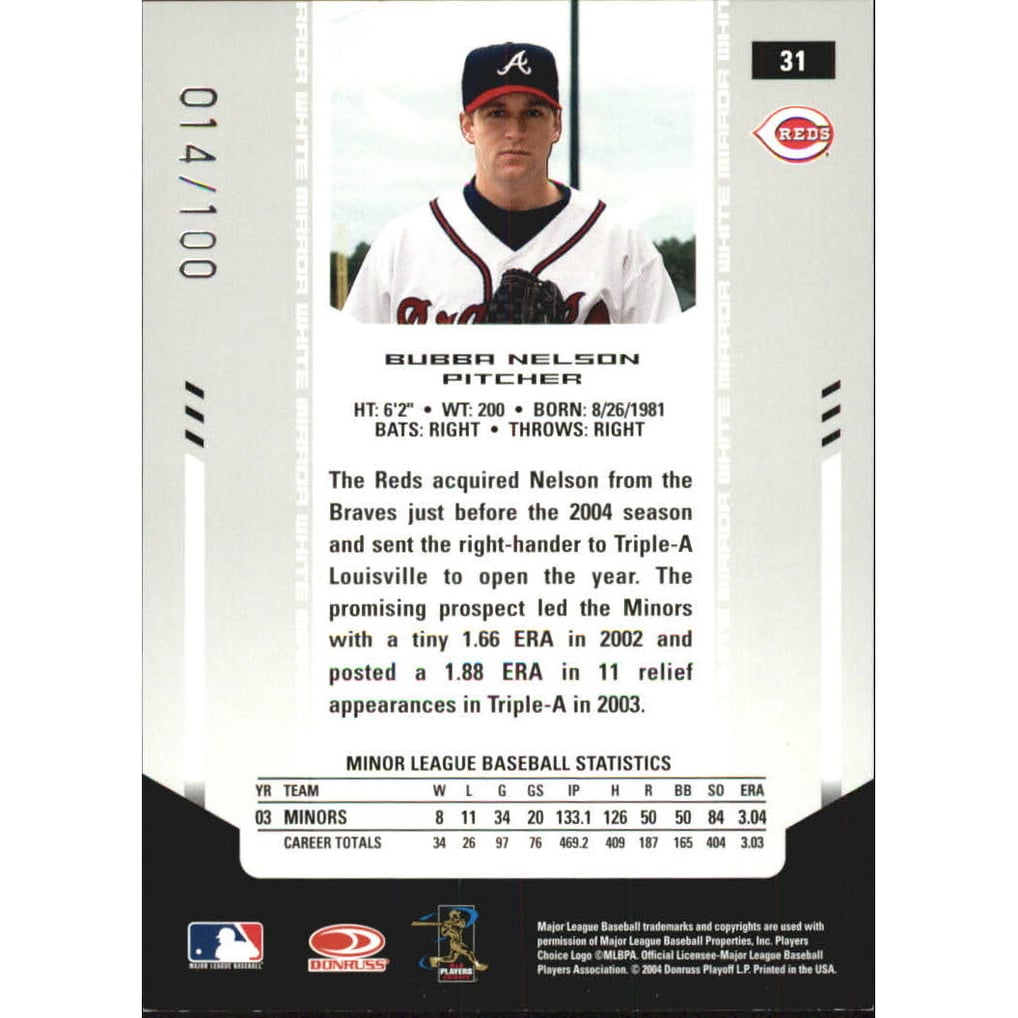 2004 Leaf Certified Materials Mirror Autograph White #31 Bubba Nelson/100