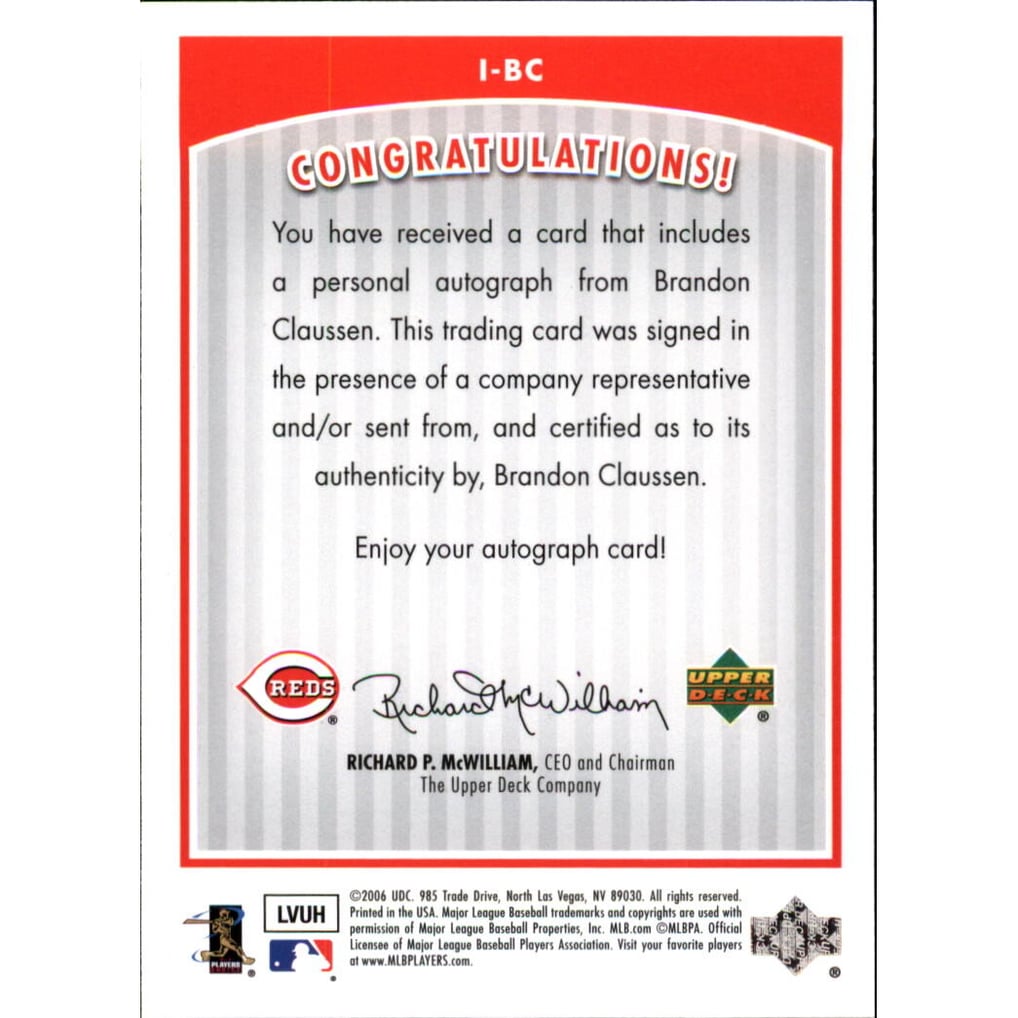 2006 Upper Deck INKredible #BC Brandon Claussen UPD