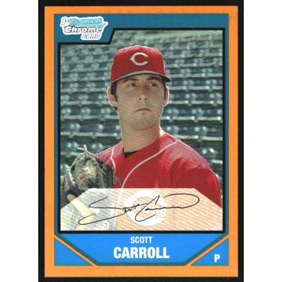 2007 Bowman Chrome Draft Draft Picks Gold Refractors #BDPP31 Scott Carroll