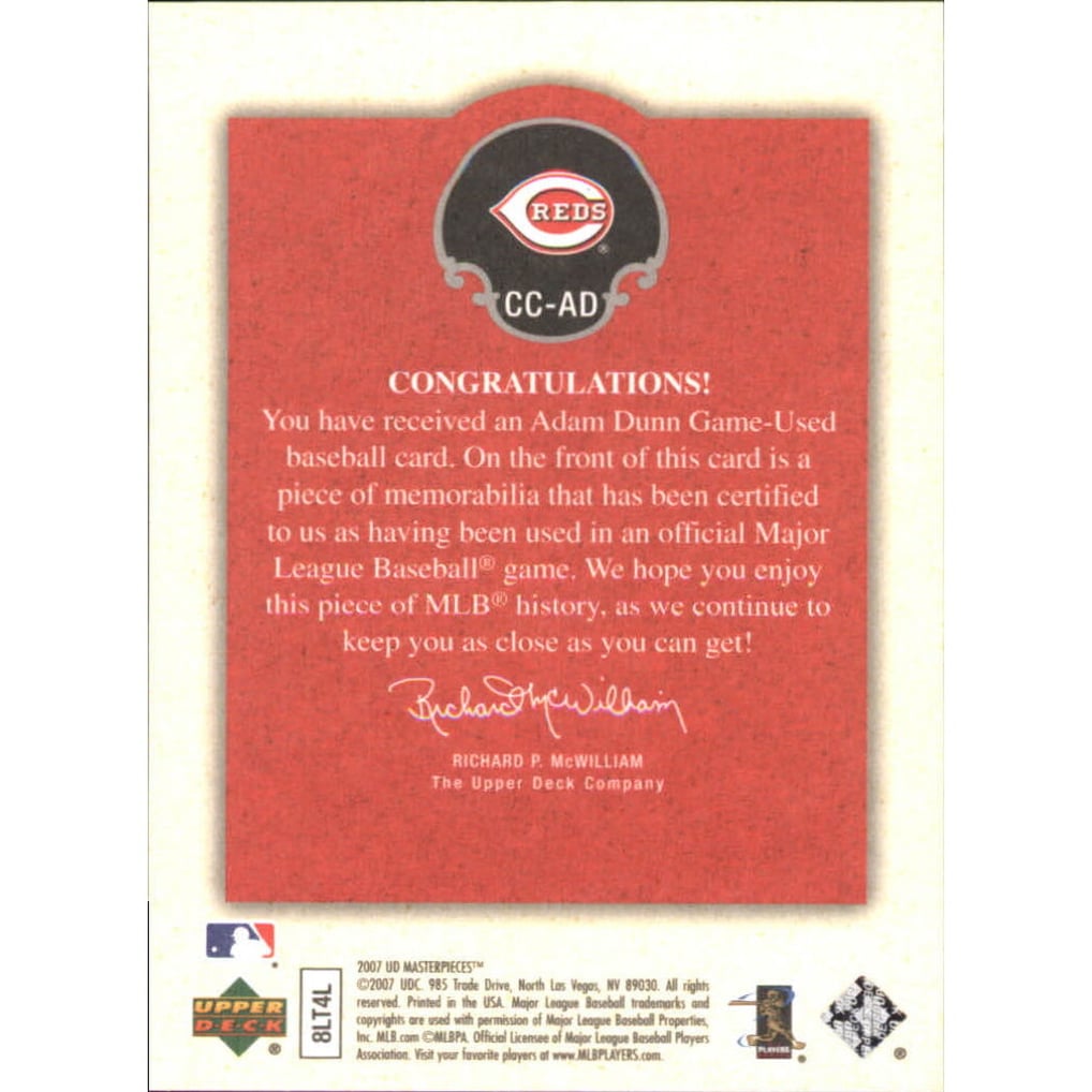 2007 UD Masterpieces Captured on Canvas #AD Adam Dunn