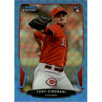 2013 Bowman Chrome Draft Blue Wave Refractors #25 Tony Cingrani