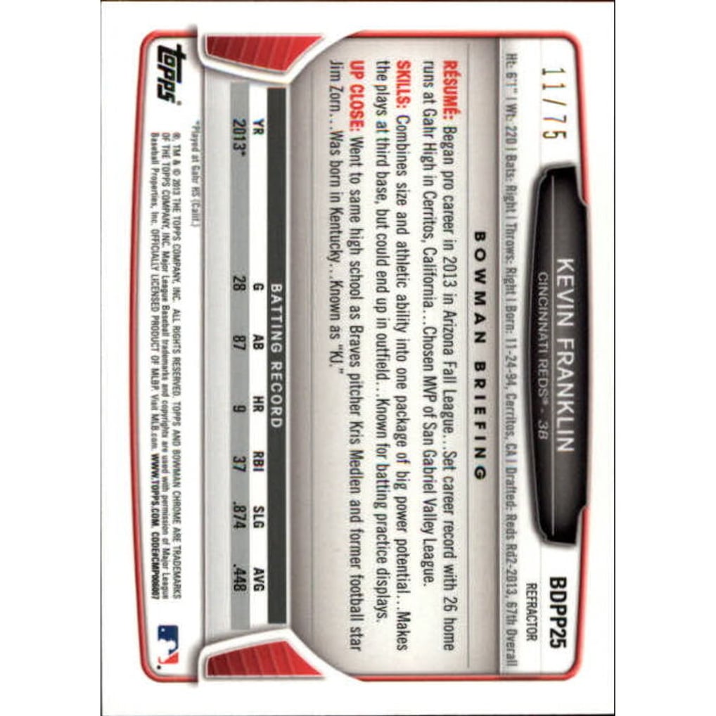2013 Bowman Chrome Draft Draft Picks Green Refractors #BDPP25 Kevin Franklin